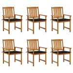 Scaune de grădină cu perne, 6 buc., lemn masiv de acacia GartenMobel Dekor