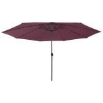 Umbrelă de soare de grădină cu LED-uri, roșu bordo, 400 cm GartenMobel Dekor