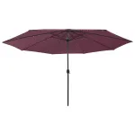 Umbrelă de soare de grădină cu LED-uri, roșu bordo, 400 cm GartenMobel Dekor