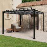Pavilion cu acoperiș jaluzea antracit 3x3 m țesătură&aluminiu GartenMobel Dekor