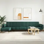 Canapea extensibilă în formă de L verde 275x140x70 cm catifea GartenMobel Dekor