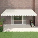 Copertină retractabilă automată, crem, 5x3 m GartenMobel Dekor