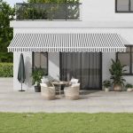 Copertină retractabilă automat, antracit/alb, 600x350 cm GartenMobel Dekor