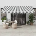 Copertină retractabilă manual, antracit/alb, 450x350 cm GartenMobel Dekor