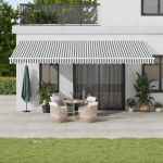 Copertină retractabilă manual cu LED, antracit/alb, 600x350 cm GartenMobel Dekor