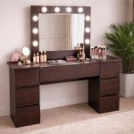 Masa de toaleta/machiaj, Antonia, wenge, cu oglinda si LED-uri, 155x42x135 cm GartenVIP DiyLine