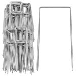 Set 100 ancore metalice pentru fixare agrotextil, 15x7 cm, argintiu Household NewTrend