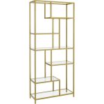 VASAGLE Biblioteca cu 6 polite din sticla securizata si cadru din otel, 80x30x180 cm, auriu Household NewTrend