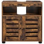 VASAGLE Dulap baie lavoar cu 2 usi tip jaluzea, raft reglabil, 60x30x63 cm, maro rustic Household NewTrend