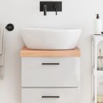 Blat de baie, maro deschis, 40x40x(2-6) cm, lemn masiv tratat GartenMobel Dekor