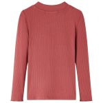 Tricou de copii cu mâneci lungi, guler tunică, roșu ars, 140 GartenMobel Dekor