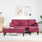 Set de canapea cu pernă 2 pcs Roșu Vin Poliester GartenMobel Dekor