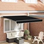 Cortina Retractabilă Negru 350 x 250 cm Poliester și oțel GartenMobel Dekor