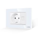 Priza Schuko + Priza Internet cu Rama din Sticla LUXION, Standard Italian, 3M SmartElectro IntelligentHouse