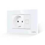 Priza Schuko + Priza Internet cu Rama din Sticla LUXION, Standard Italian, 3M SmartElectro IntelligentHouse