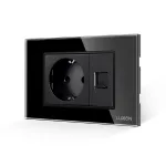 Priza Schuko + Priza Internet cu Rama din Sticla LUXION, Standard Italian, 3M SmartElectro IntelligentHouse