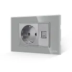Priza Schuko + Priza Internet cu Rama din Sticla LUXION, Standard Italian, 3M SmartElectro IntelligentHouse