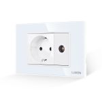 Priza Schuko + Priza TV cu Rama din Sticla LUXION, Standard Italian, 3M SmartElectro IntelligentHouse