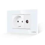 Priza Schuko + Priza TV cu Rama din Sticla LUXION, Standard Italian, 3M SmartElectro IntelligentHouse