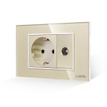 Priza Schuko + Priza TV cu Rama din Sticla LUXION, Standard Italian, 3M SmartElectro IntelligentHouse