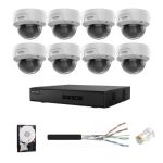 Sistem supraveghere IP Hikvision HiWatch, 8 camere, 4MP, PoE, IR 30m, NVR PoE, Accesorii montaj SafetyGuard Surveillance