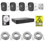 Sistem supraveghere IP UNV, 4 camere de exterior, 4MP, IR 30m, Microfon, PoE, Vizualizare pe mobil, NVR 4 canale, HDD 1TB, Accesorii SafetyGuard Surveillance
