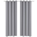 Draperii opace cu ocheți metalici, 2 buc, 135 x 175 cm, gri GartenMobel Dekor