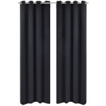 Draperii opace cu ocheți metalici, 2 buc, 135 x 175 cm, negru GartenMobel Dekor