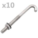 Șurub de fixare tip J cu piuliță și șaibă, M8x100 mm, 25 seturi GartenMobel Dekor