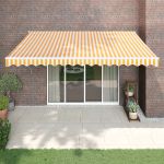 Copertină retractabilă, galben/alb, 4,5x3 m, textil/aluminiu GartenMobel Dekor