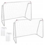 Set 2 porti de fotbal metalice, 96x124cm, profil 28mm, cu elemente de fixare Household NewTrend