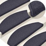 Covorașe pentru scări, 30 buc., 65x24x4 cm, gri închis și albastru, semirotunde, mari GartenMobel Dekor