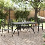 Set mobilier de grădină, 5 piese, negru, aluminiu turnat GartenMobel Dekor
