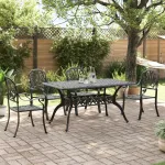 Set mobilier de grădină, 5 piese, negru, aluminiu turnat GartenMobel Dekor