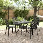 Set mobilier de grădină, 5 piese, negru, aluminiu turnat GartenMobel Dekor