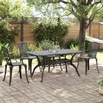 Set mobilier de grădină, 5 piese, negru, aluminiu turnat GartenMobel Dekor