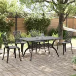 Set mobilier de grădină, 5 piese, negru, aluminiu turnat GartenMobel Dekor