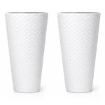 Set 2 ghivece de flori, Matuba Slim, rotunde, inalte, 30x55 cm, alb, Prosperplast GartenVIP DiyLine
