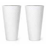 Set 2 ghivece de flori, Matuba Slim, rotunde, inalte, 40x78 cm, alb, Prosperplast GartenVIP DiyLine