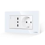 Intrerupator Simplu + Priza Ingusta + Priza Schuko cu Rama din Sticla LUXION, Standard Italian, 4M SmartElectro IntelligentHouse