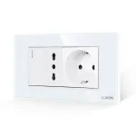Intrerupator Simplu + Priza Ingusta + Priza Schuko cu Rama din Sticla LUXION, Standard Italian, 4M SmartElectro IntelligentHouse
