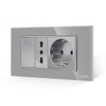 Intrerupator Simplu + Priza Ingusta + Priza Schuko cu Rama din Sticla LUXION, Standard Italian, 4M SmartElectro IntelligentHouse