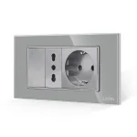 Intrerupator Simplu + Priza Ingusta + Priza Schuko cu Rama din Sticla LUXION, Standard Italian, 4M SmartElectro IntelligentHouse