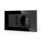 Intrerupator Simplu + Priza Ingusta + Priza Schuko cu Rama din Sticla LUXION, Standard Italian, 4M SmartElectro IntelligentHouse