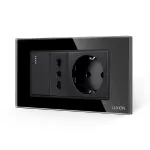 Intrerupator Simplu + Priza Ingusta + Priza Schuko cu Rama din Sticla LUXION, Standard Italian, 4M SmartElectro IntelligentHouse