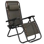 Sezlong pliabil cu spatar reglabil, structura metalica, material textilene, 175x67 cm, maro Household NewTrend