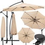 Umbrela de gradina cu brat lateral banana, iluminare LED, cu husa, 300cm, crem Household NewTrend
