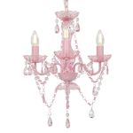 Candelabru cu mărgele, roz, rotund, 3 becuri E14 GartenMobel Dekor