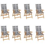 Scaune de grădină rabatabile cu perne, 8 buc., lemn masiv tec GartenMobel Dekor