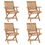Scaune grădină pliabile, 4 buc, lemn masiv tec GartenMobel Dekor